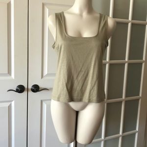 NWOT Jaeger Loden Green Tank Top, With Wide Straps, Straight Hem. Square Neck.